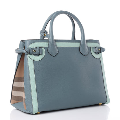 Burberry Calfskin Medium Bi-Color Banner Tote Celadon Blue Turquoise 3 of 9