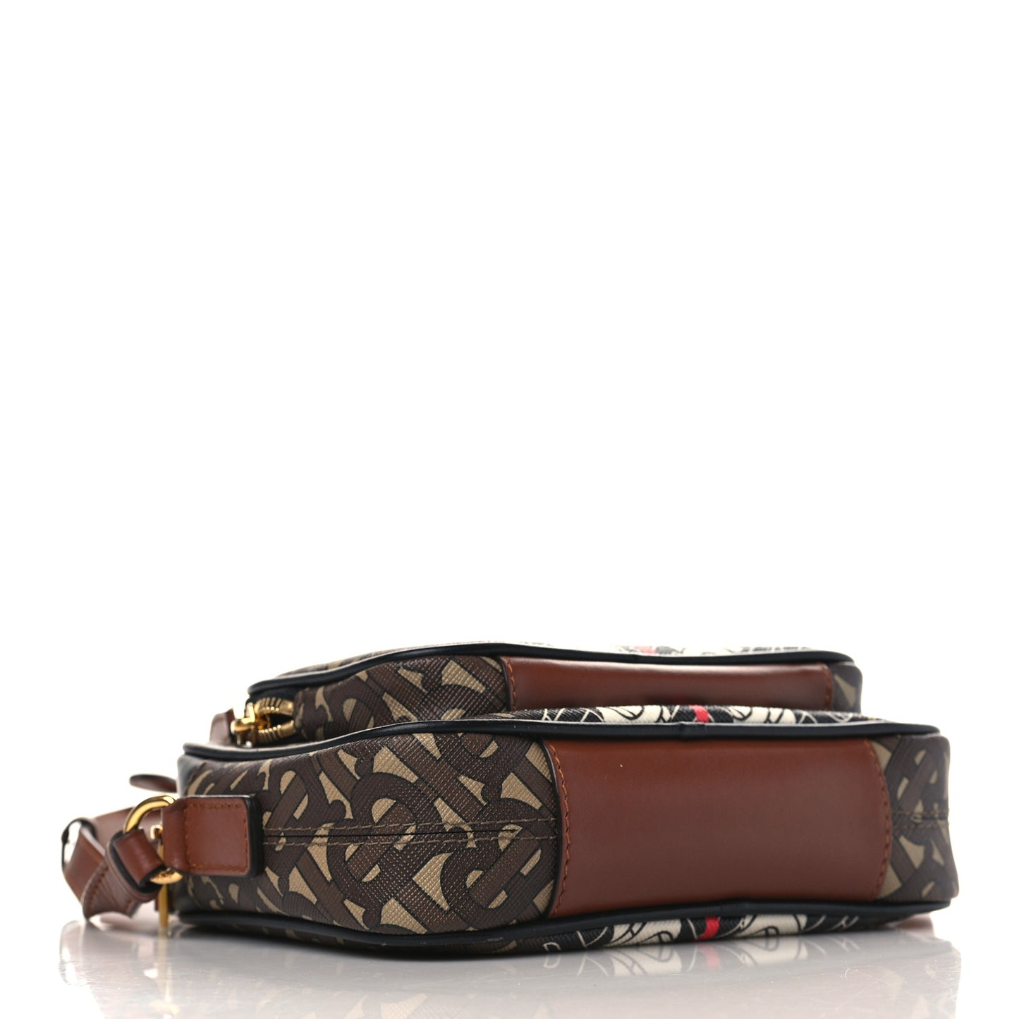 E-Canvas Monogram Stripe Camera Bag Bridle Brown
