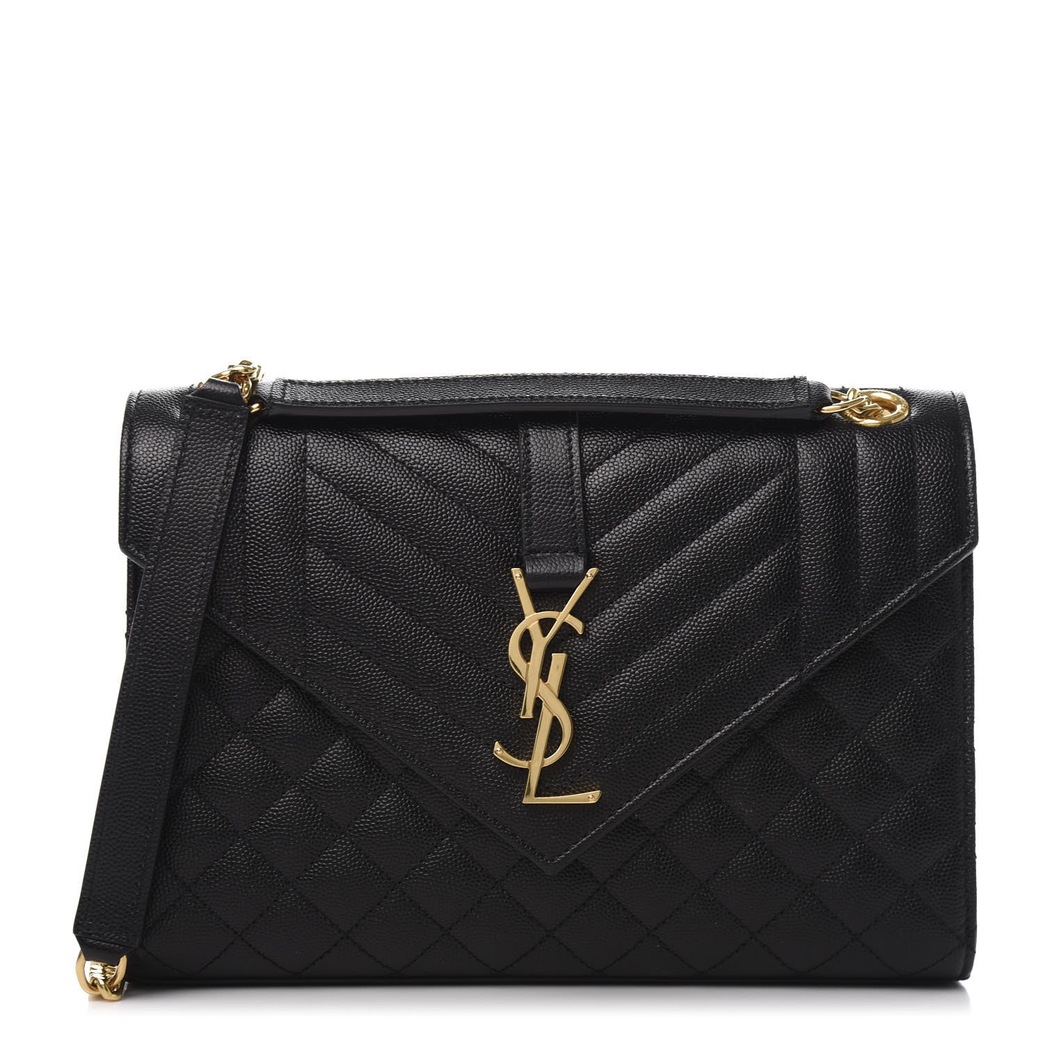 Saint Laurent Grain De Poudre Textured Mixed Matelasse Triquilt Medium Monogram Satchel Black 1 of 13