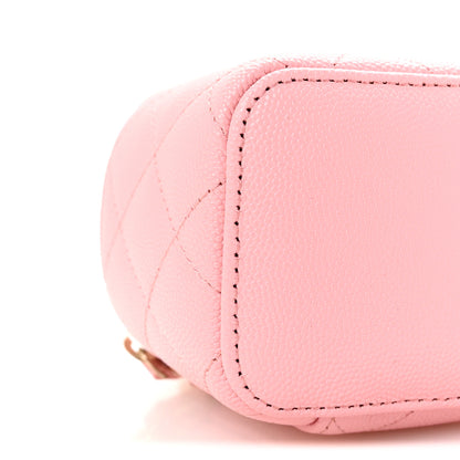 Chanel Caviar Quilted Mini Vanity Case With Chain Pink 17 of 19