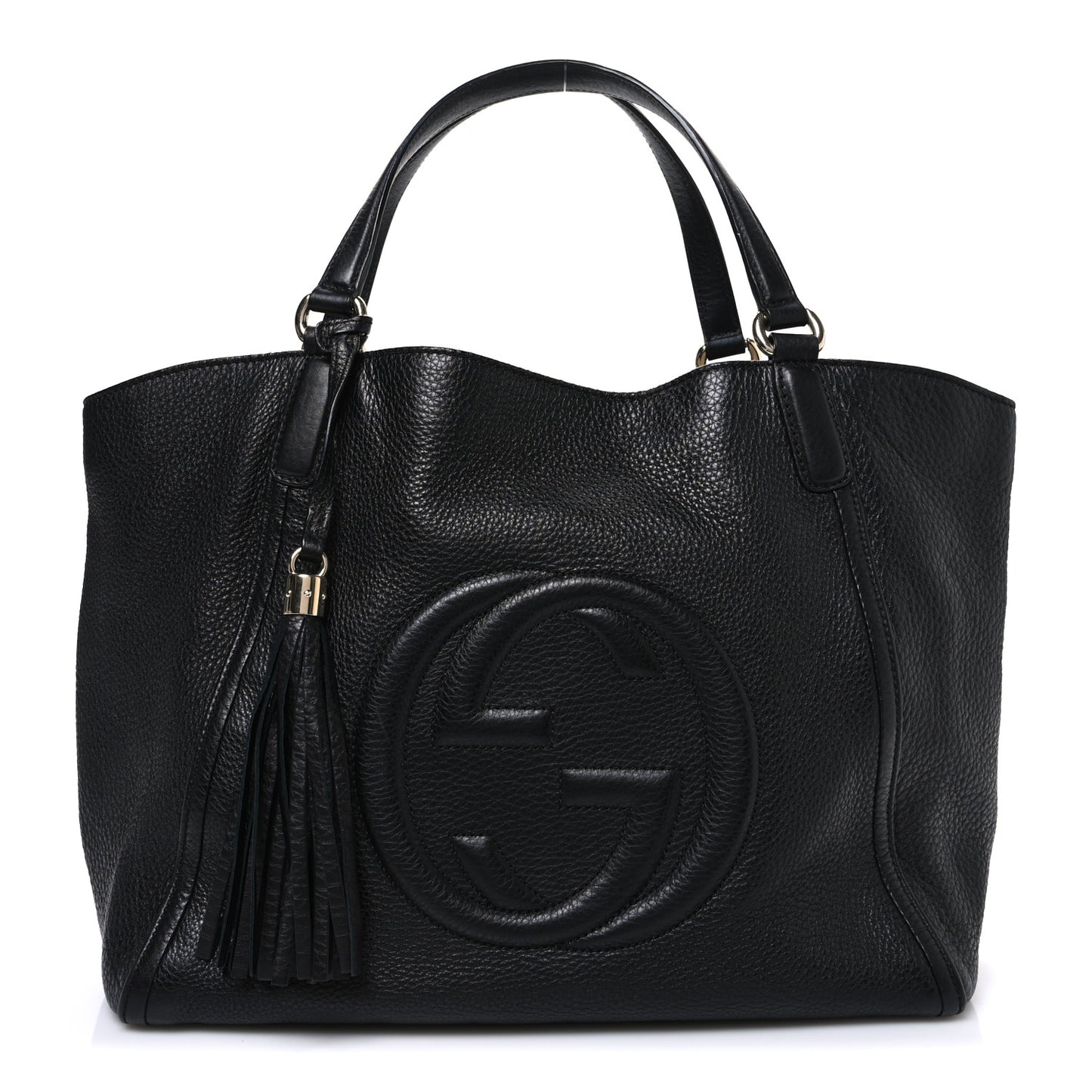 Pebbled Calfskin Medium Soho Shoulder Bag Black