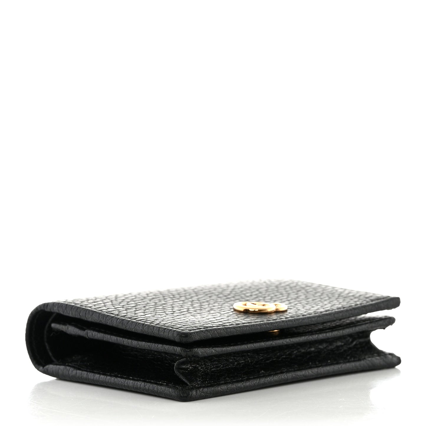Pebbled Calfskin GG Marmont Card Case Black
