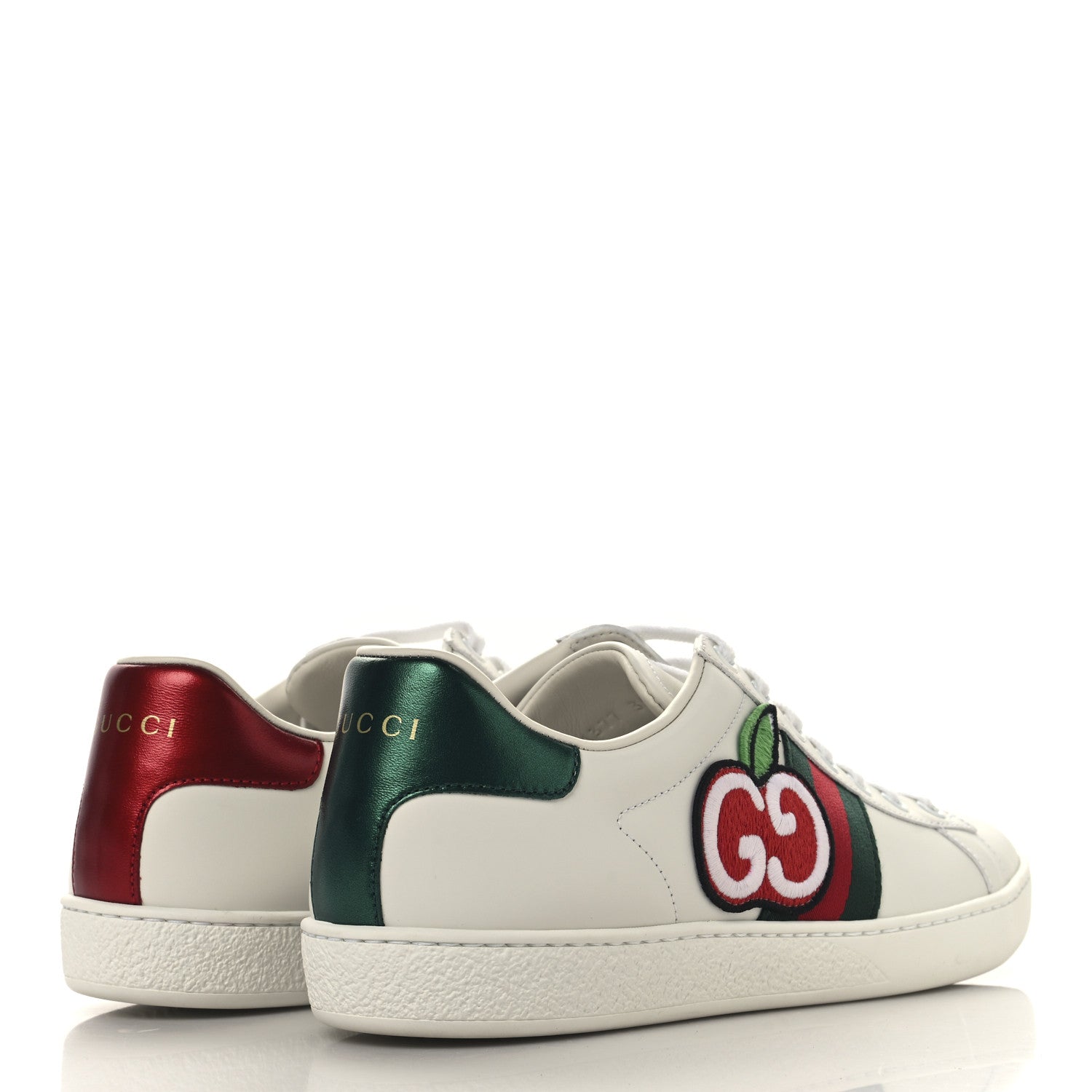 Gucci Calfskin Web GG Apple Embroidered Womens Ace Sneakers 39 White 5 of 10