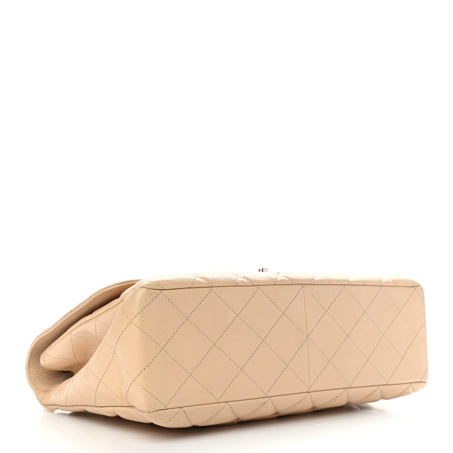 Caviar Quilted Jumbo Single Flap Beige Clair