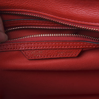 Celine Drummed Calfskin Mini Luggage Coquelicot 5 of 14
