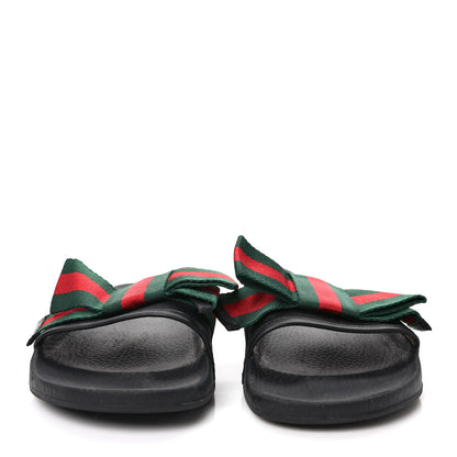 Gucci Satin Web Bow Slide Sandals 41 Black 3 of 8