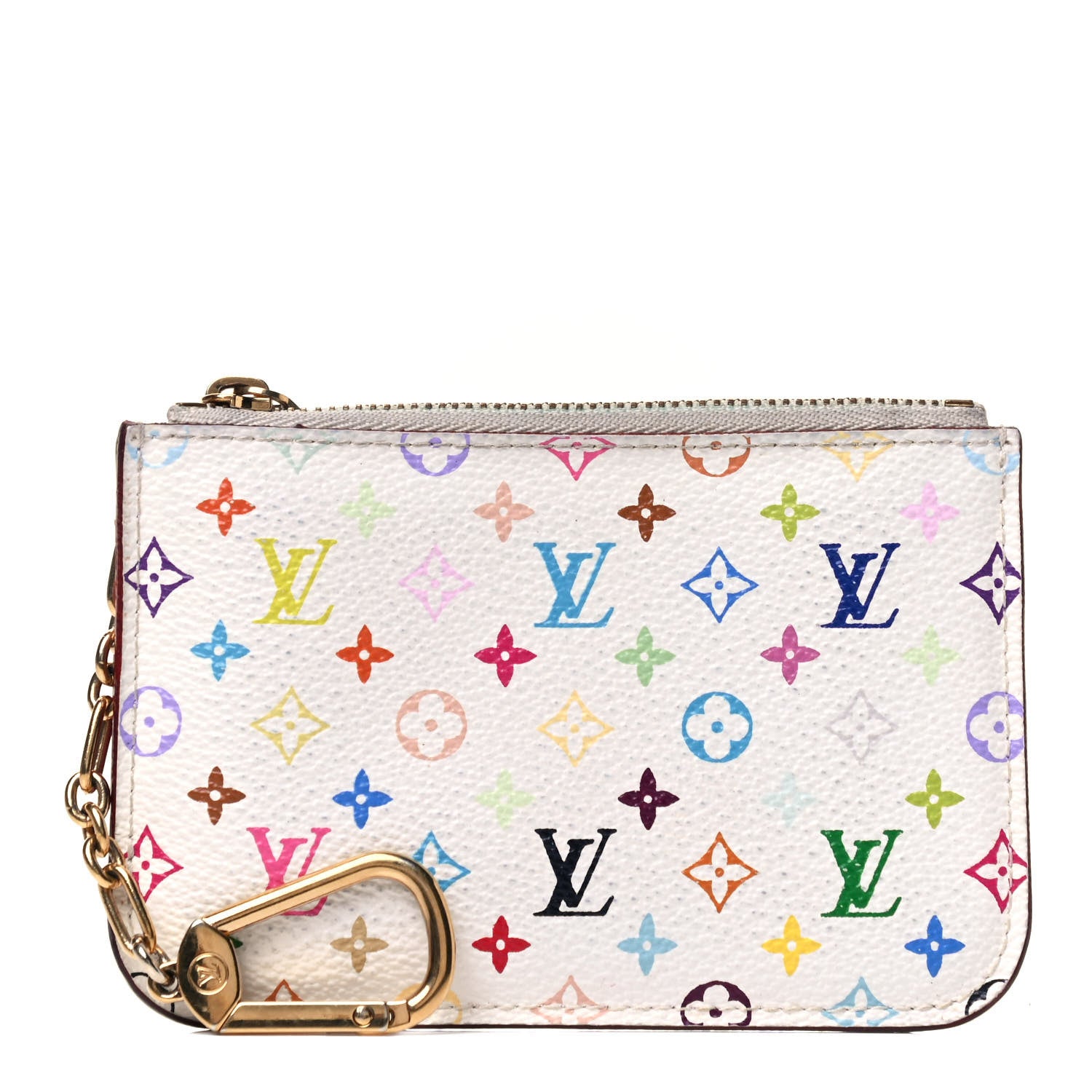 Louis Vuitton Monogram Multicolor Key Pouch White Litchi 1 of 4