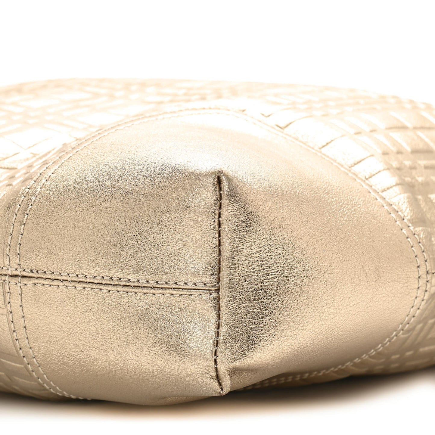 Metallic Calfskin Embossed Hobo Gold