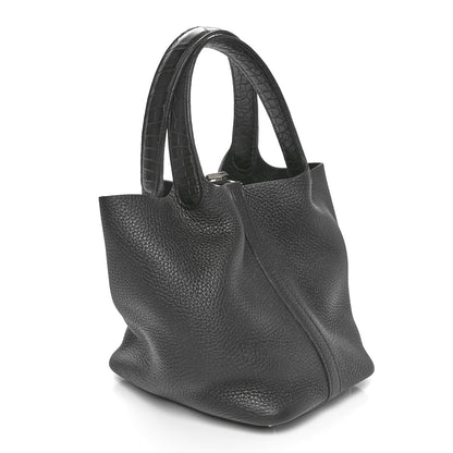 Hermes Taurillon Clemence Matte Alligator Picotin Lock Touch 18 PM Black 2 of 10