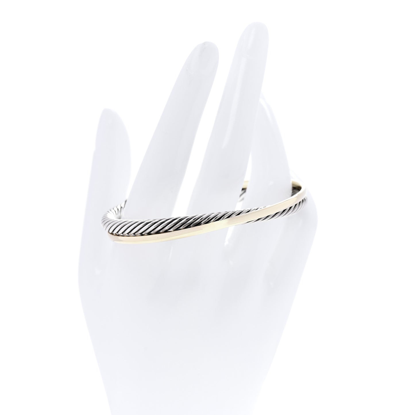 Sterling Silver 18K Yellow Gold 5mm Crossover Cuff Bracelet