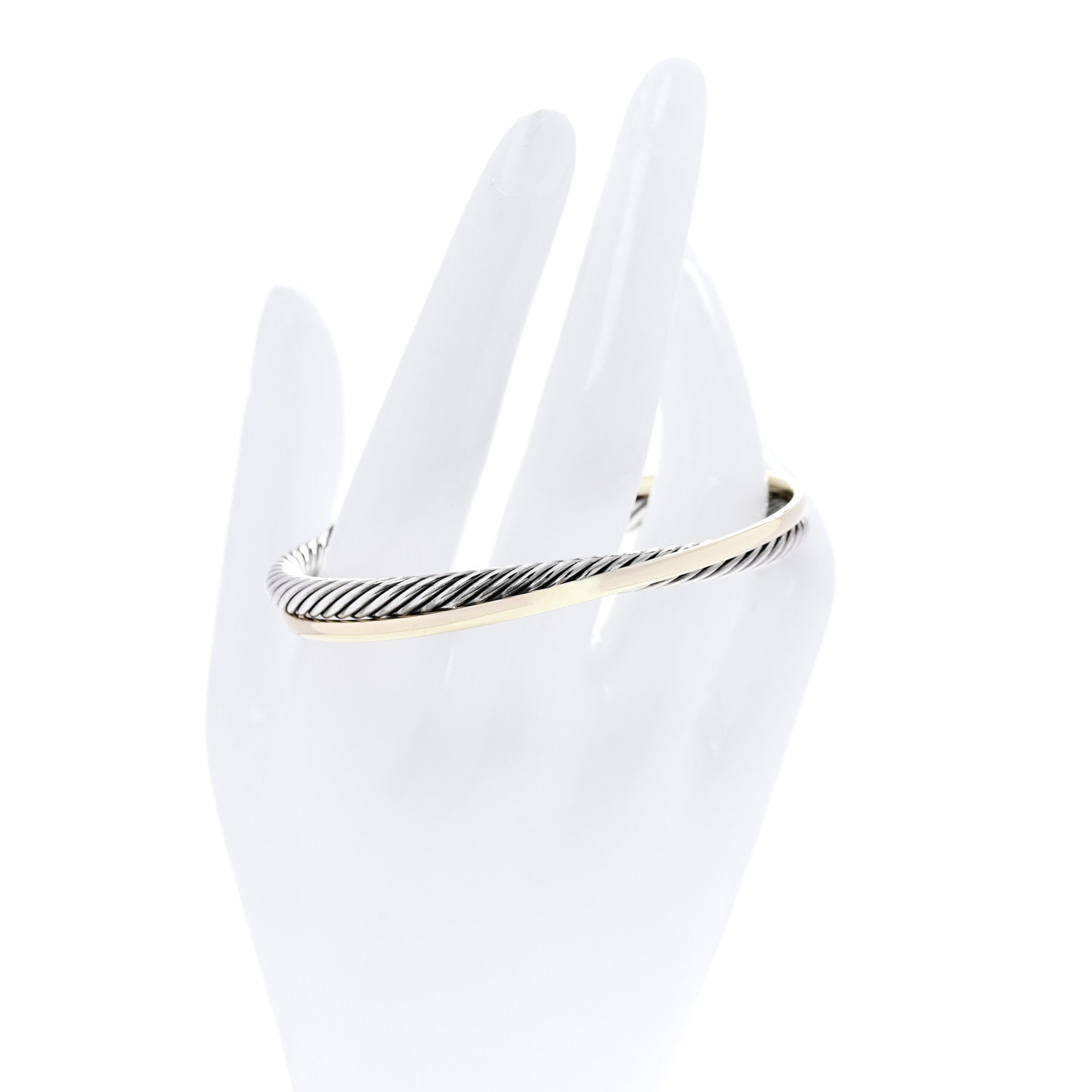 David Yurman Sterling Silver 18K Yellow Gold 5mm Crossover Cuff Bracelet 2 of 5