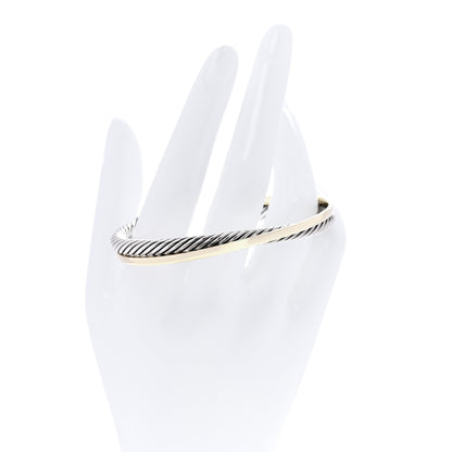 David Yurman Sterling Silver 18K Yellow Gold 5mm Crossover Cuff Bracelet 2 of 5