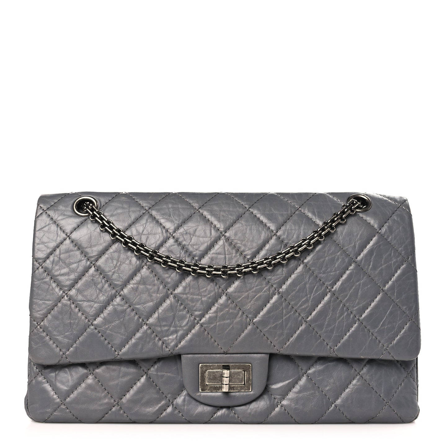 Aged Calfskin Quilted 2.55 Reissue 227 Flap Grey