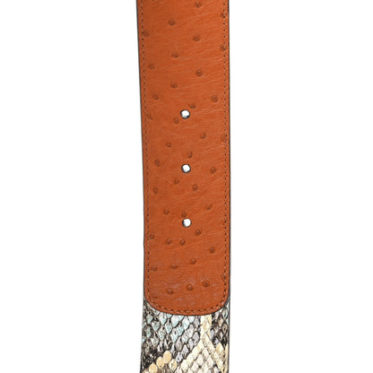 Gucci Ostrich Snakeskin Double G 40mm Belt 75 30 Gold Cloud Butter Ivory Paradise Cloud 5 of 7