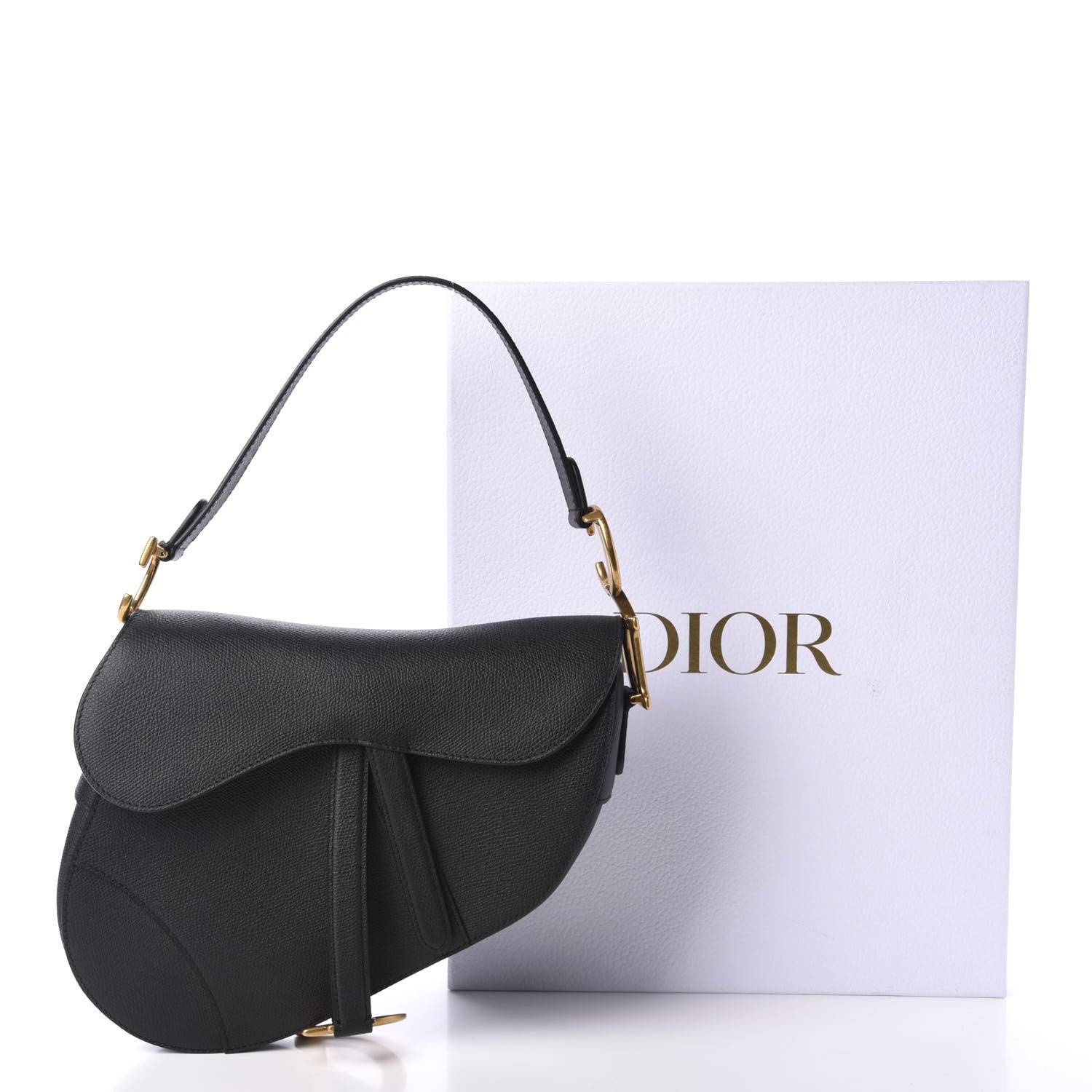 Christian Dior Grained Calfskin Saddle Bag Black 13 of 13