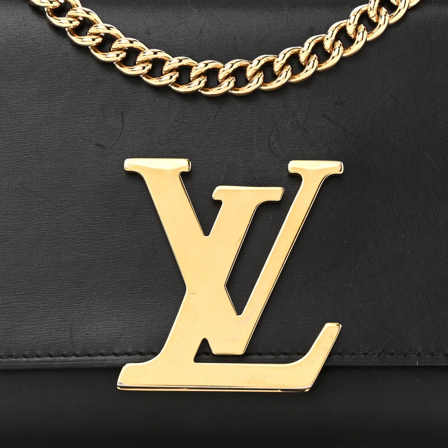 Louis Vuitton Calfskin Chain Louise MM Black 7 of 13