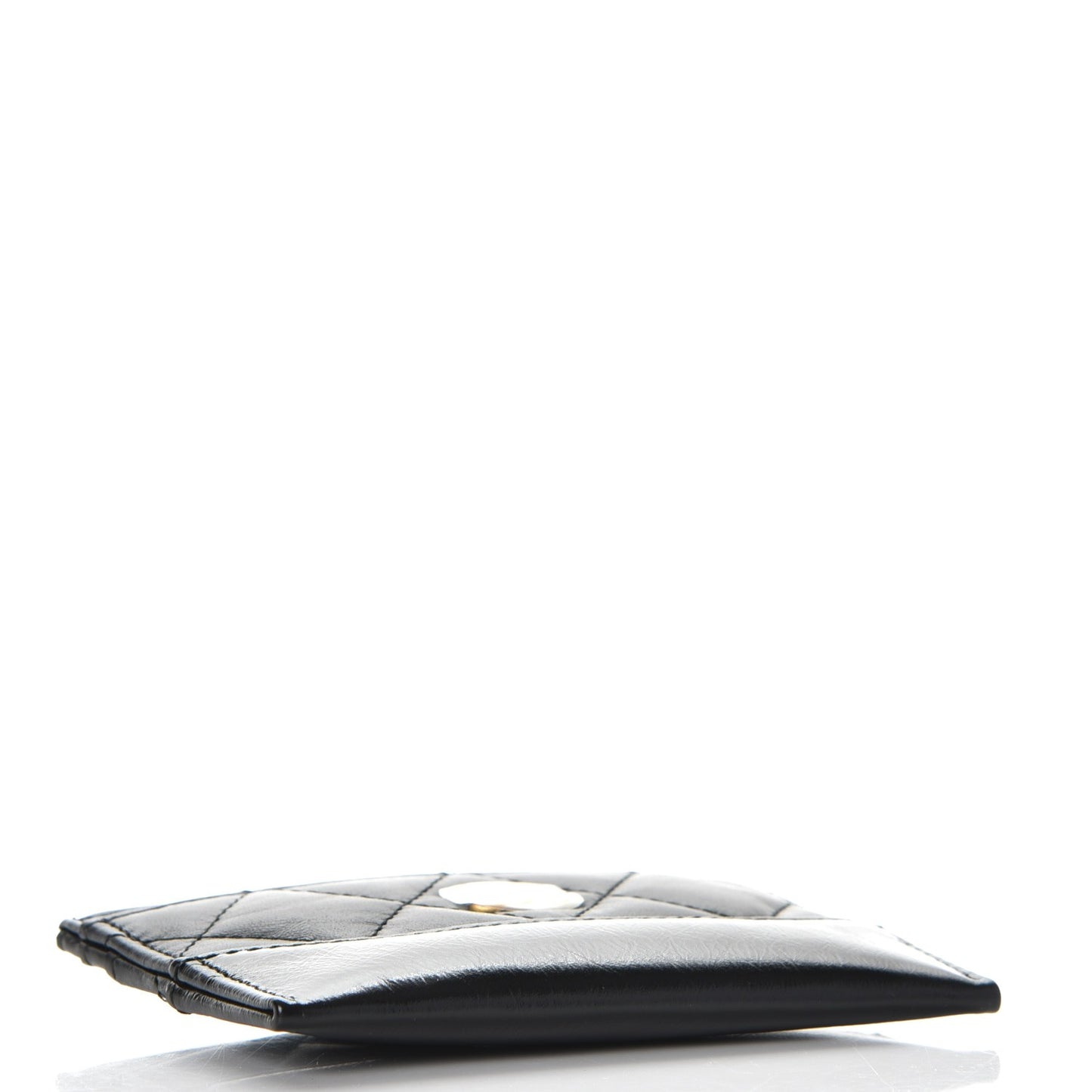 Aged Calfskin Quilted Gabrielle Card Holder Black
