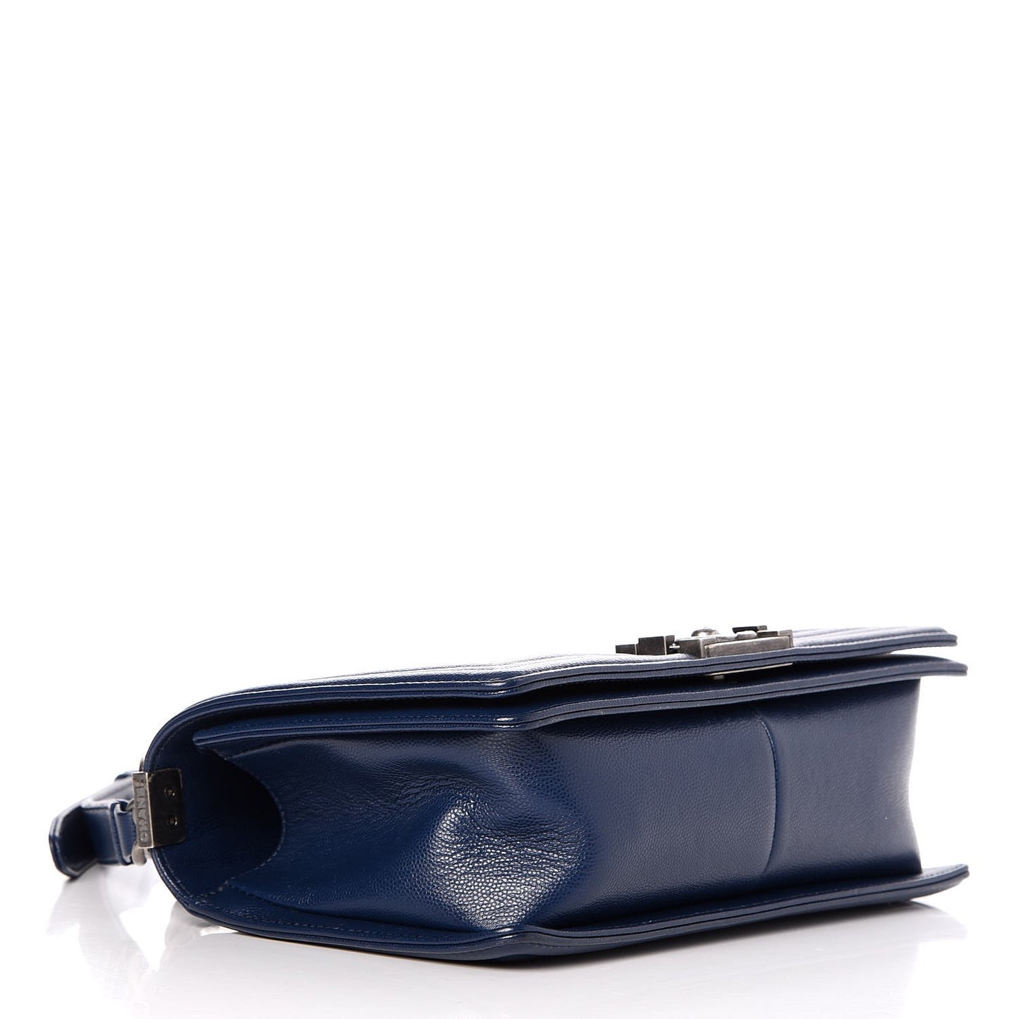 Caviar Chevron Quilted Medium Boy Flap Navy