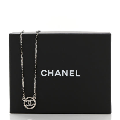 Chanel Crystal CC Chain Short Necklace Silver 7 of 7