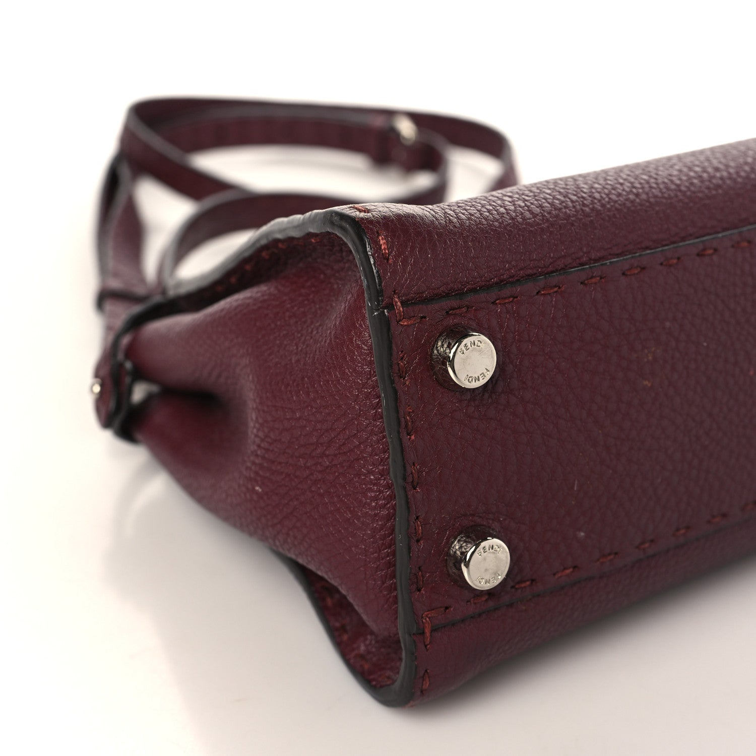 Fendi Cuoio Romano Selleria Bi-Color Mini Peekaboo Iconic Satchel Bordeaux Grigio Polvere 8 of 9