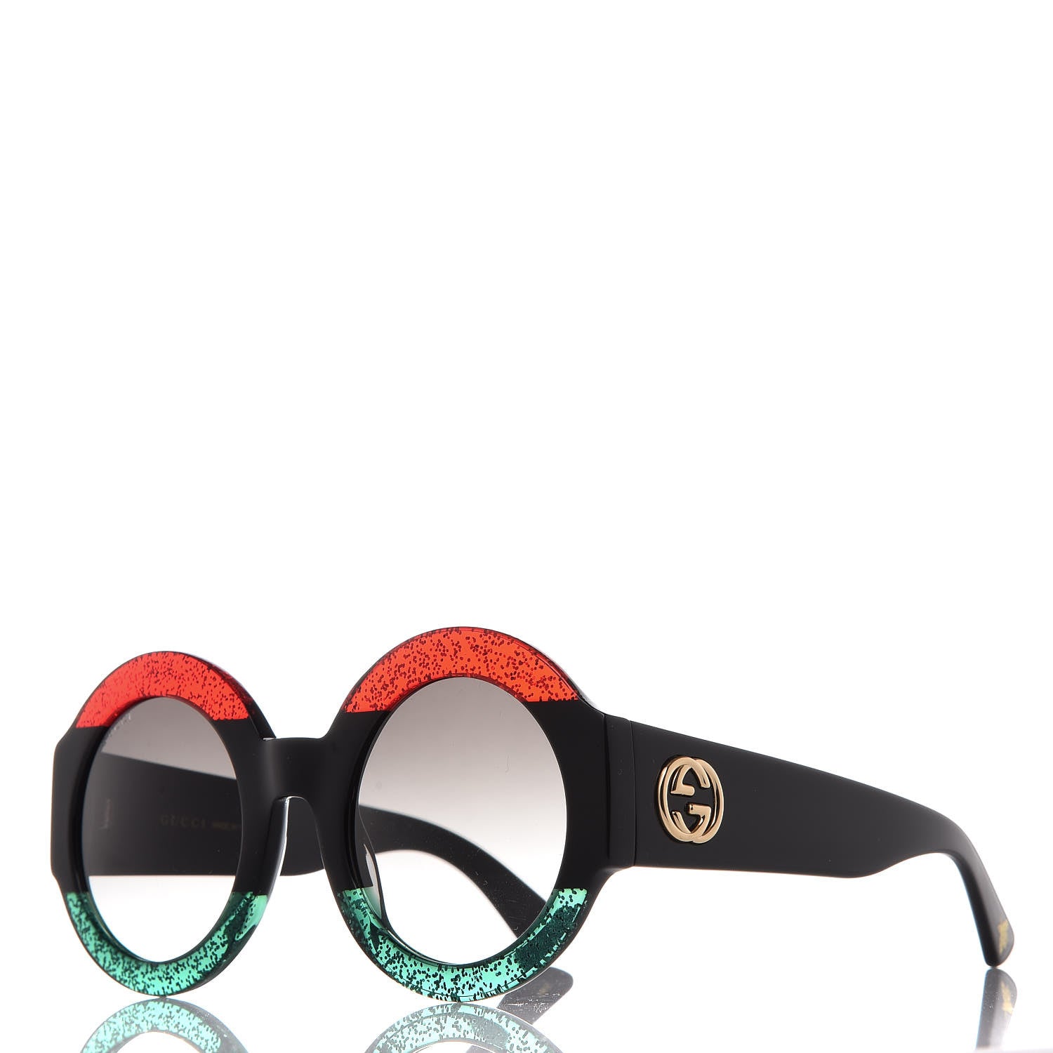 Gucci Acetate Round GG0084S Sunglasses Black Red Green 1 of 9