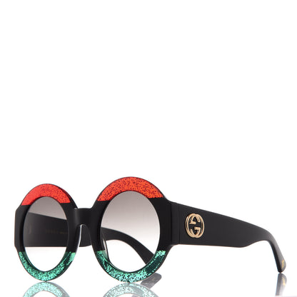 Gucci Acetate Round GG0084S Sunglasses Black Red Green 1 of 9