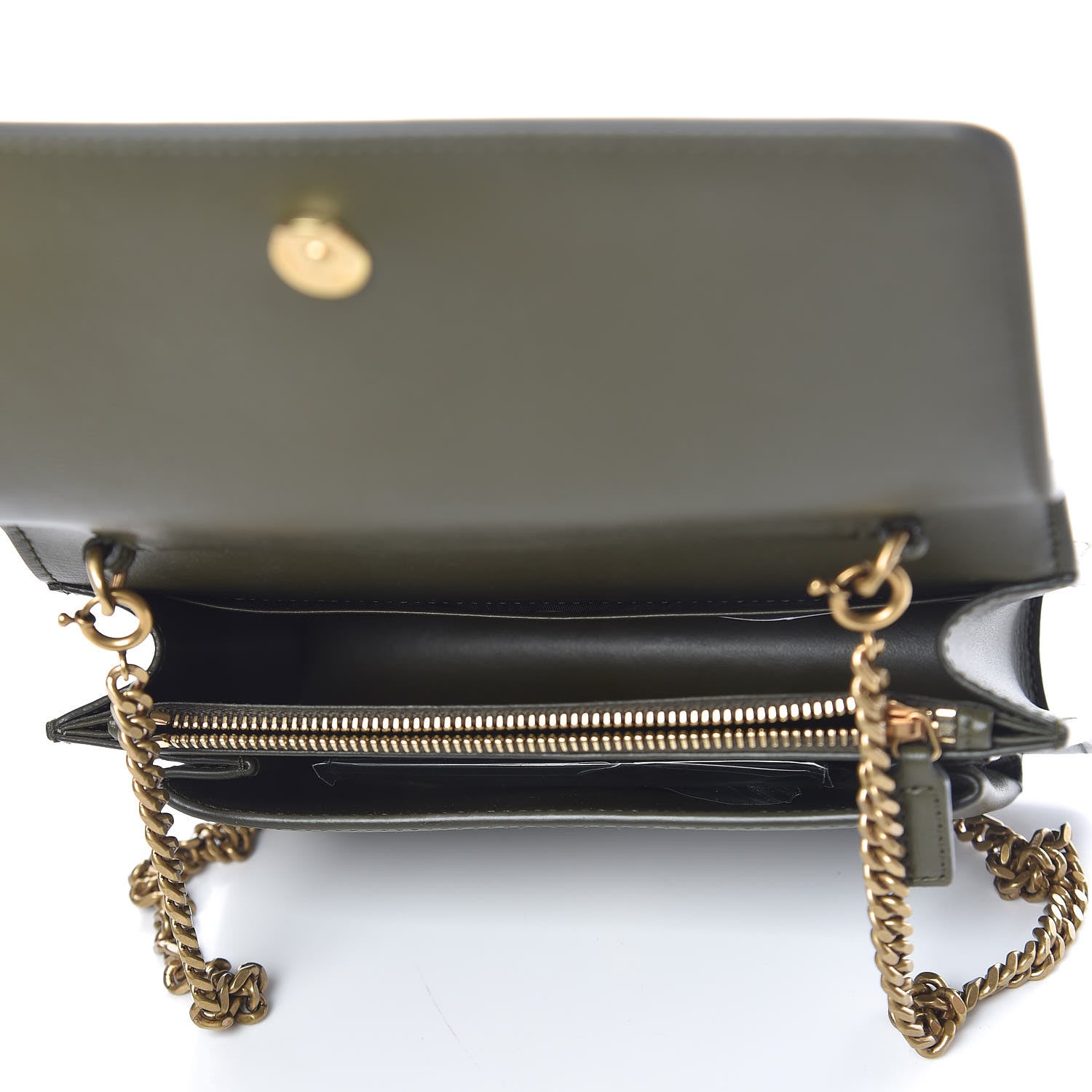 Saint Laurent Calfskin Monogram Sunset Chain Wallet Green 7 of 9