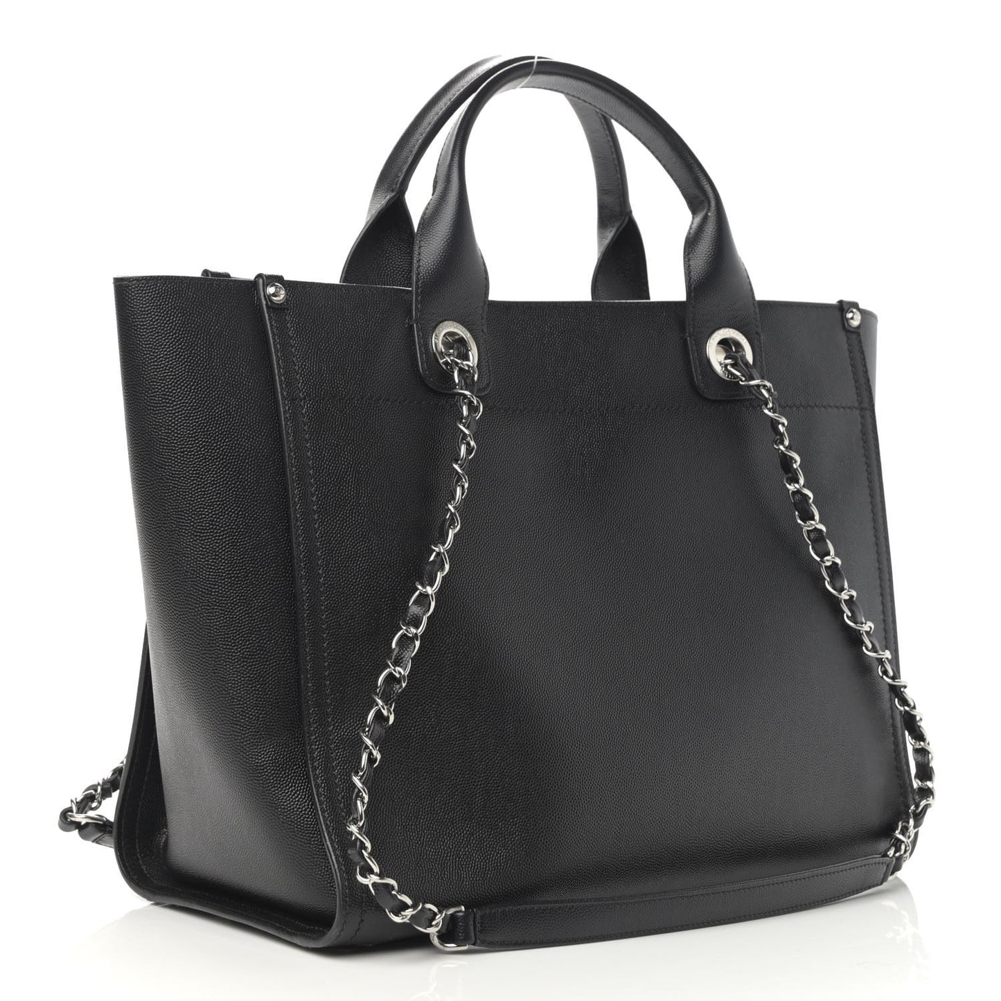 Caviar Small Studded Deauville Tote Black