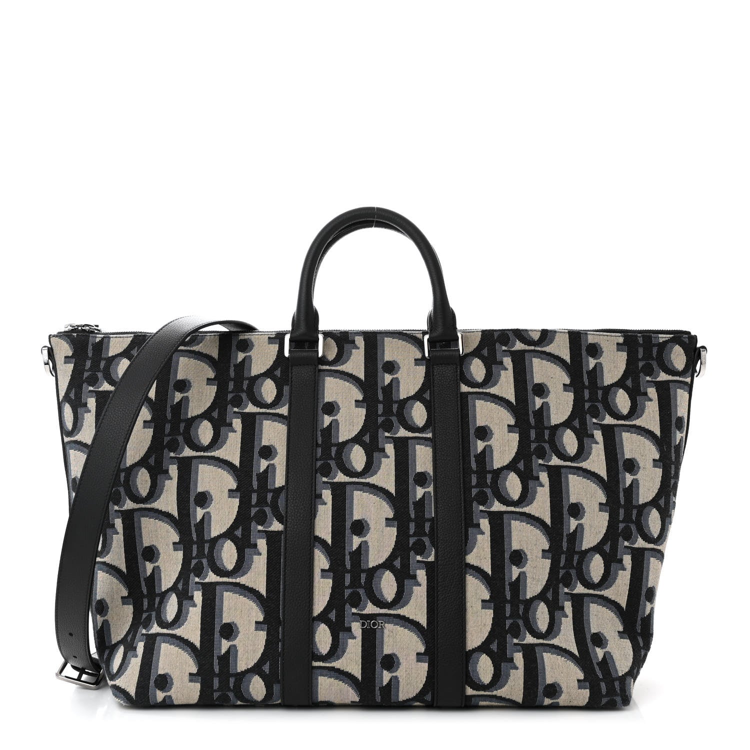 Christian Dior Maxi Oblique Jacquard Weekender 40 Beige Black 1 of 10