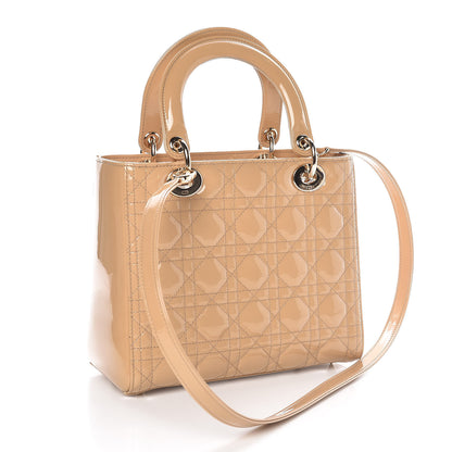 Christian Dior Patent Cannage Medium Lady Dior Beige 4 of 8