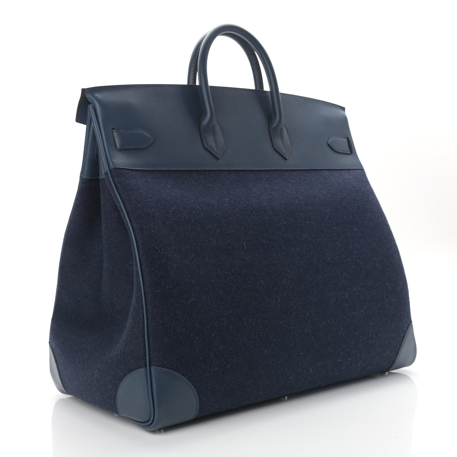 Hermes Evercolor Wool HAC Travel Birkin 50 Bleu Nuit 3 of 11