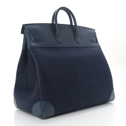 Hermes Evercolor Wool HAC Travel Birkin 50 Bleu Nuit 3 of 11