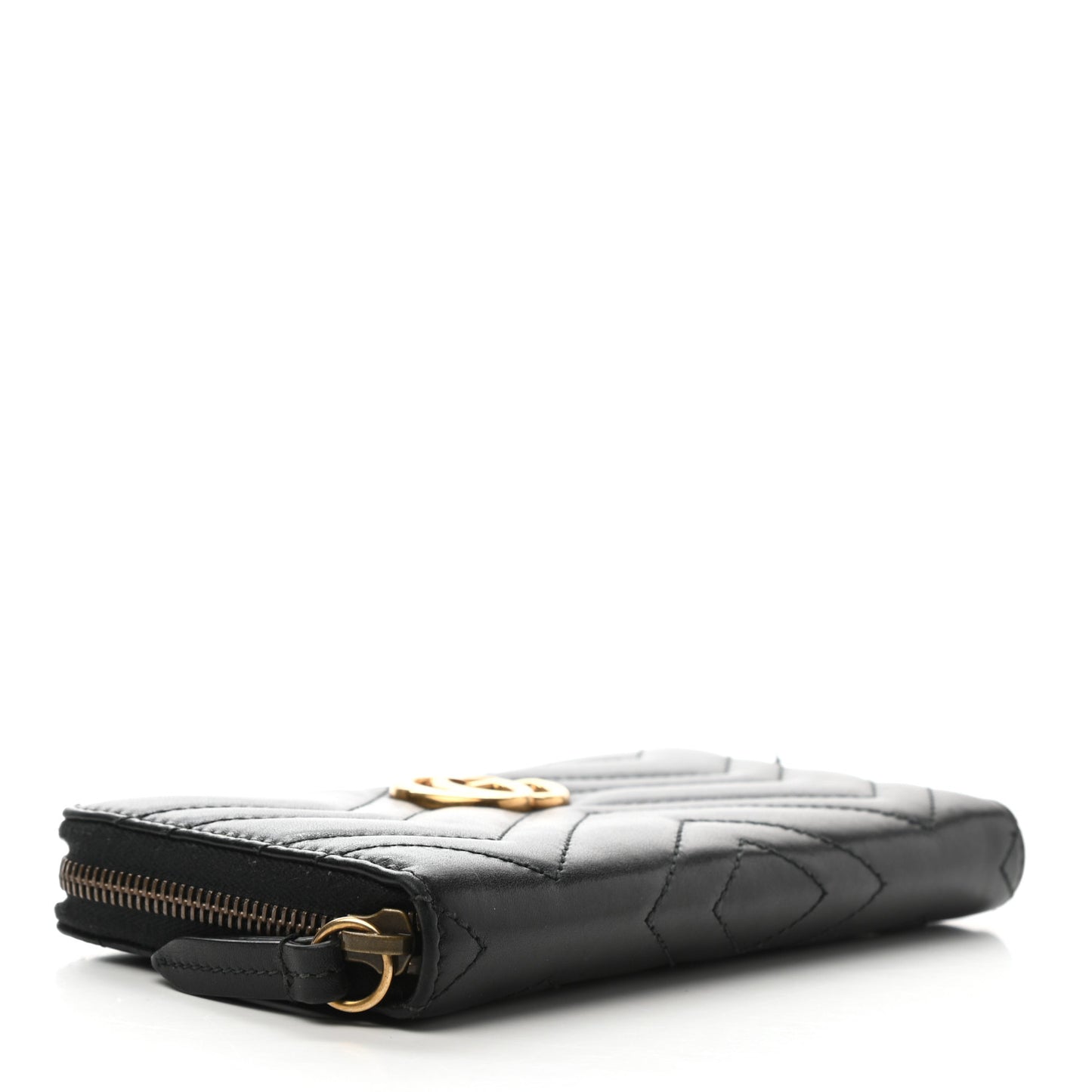 Calfskin Matelasse GG Marmont Zip Around Wallet Black