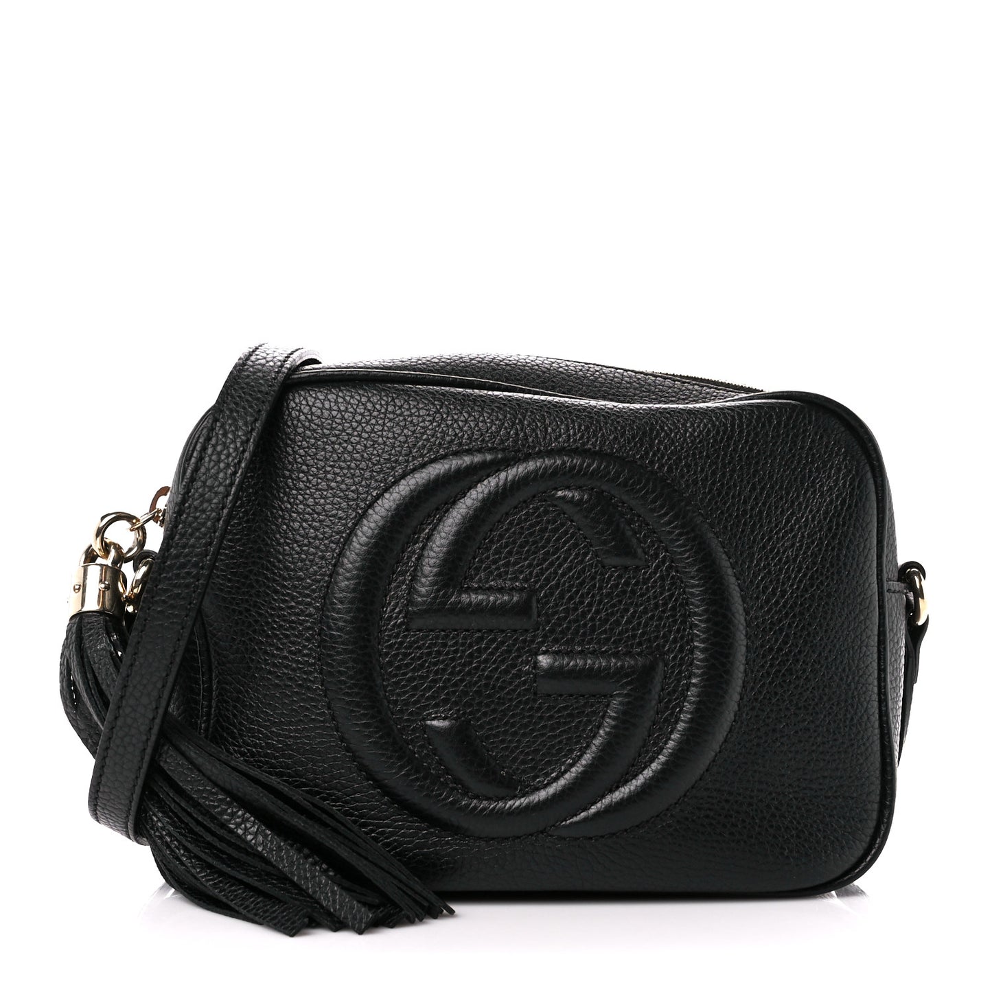 Pebbled Calfskin Small Soho Disco Bag Black