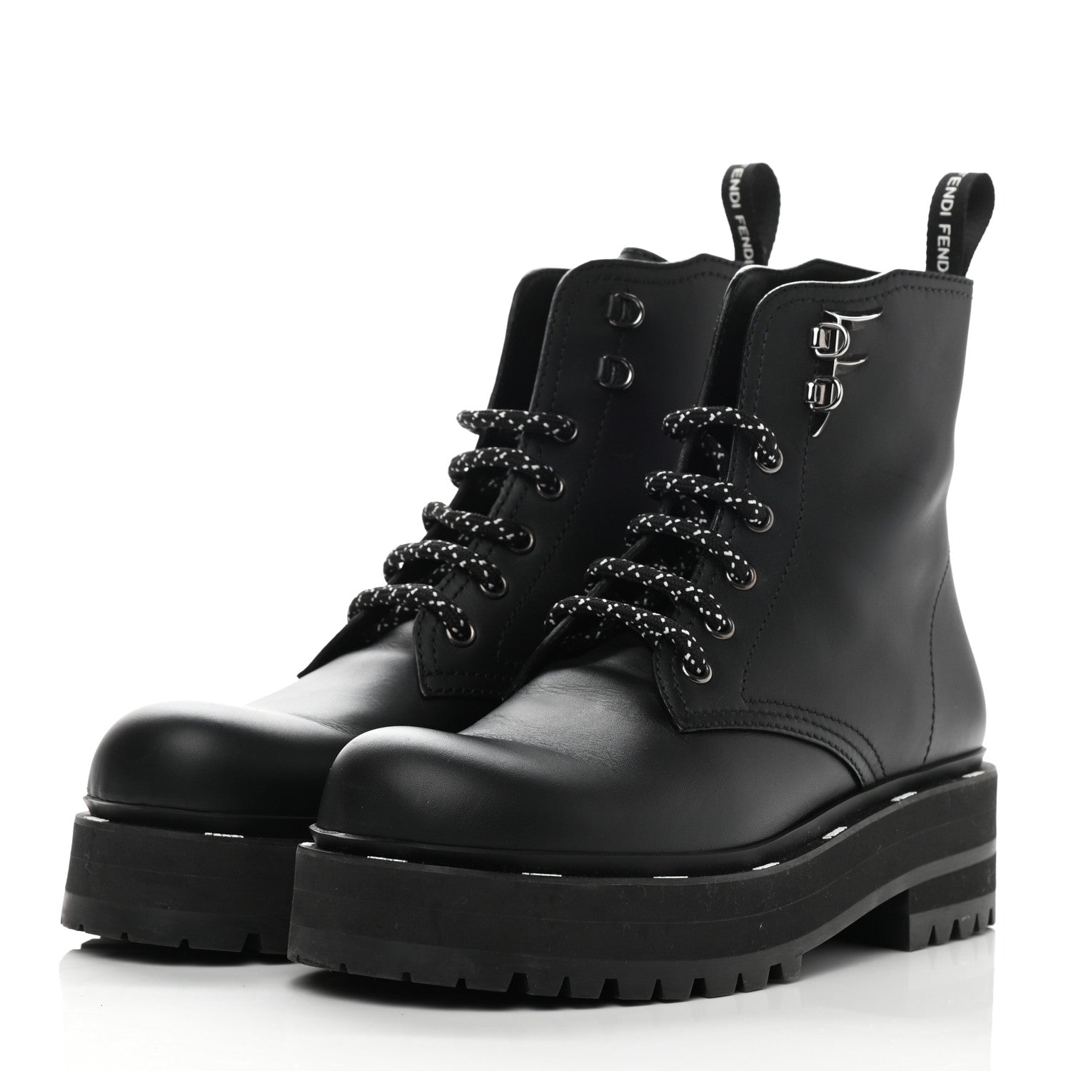 Fendi Calfskin FFreedom Platform Biker Boots 36.5 Black 3 of 8