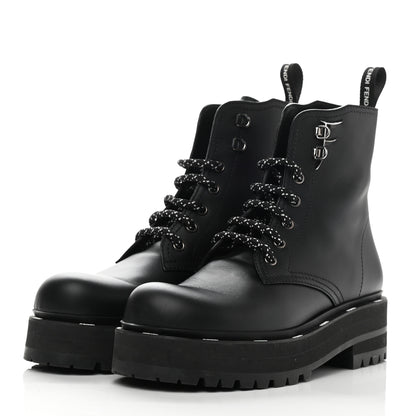 Fendi Calfskin FFreedom Platform Biker Boots 36.5 Black 3 of 8