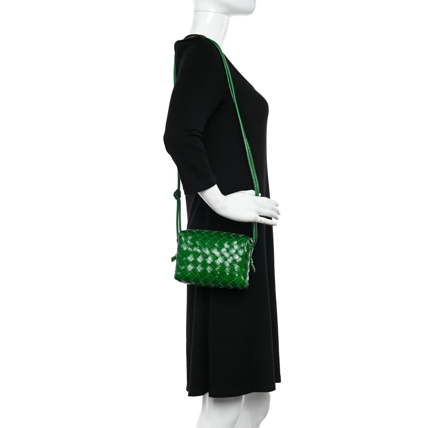 Bottega Veneta Patent Nappa Intrecciato Mini Loop Camera Bag Green 2 of 11