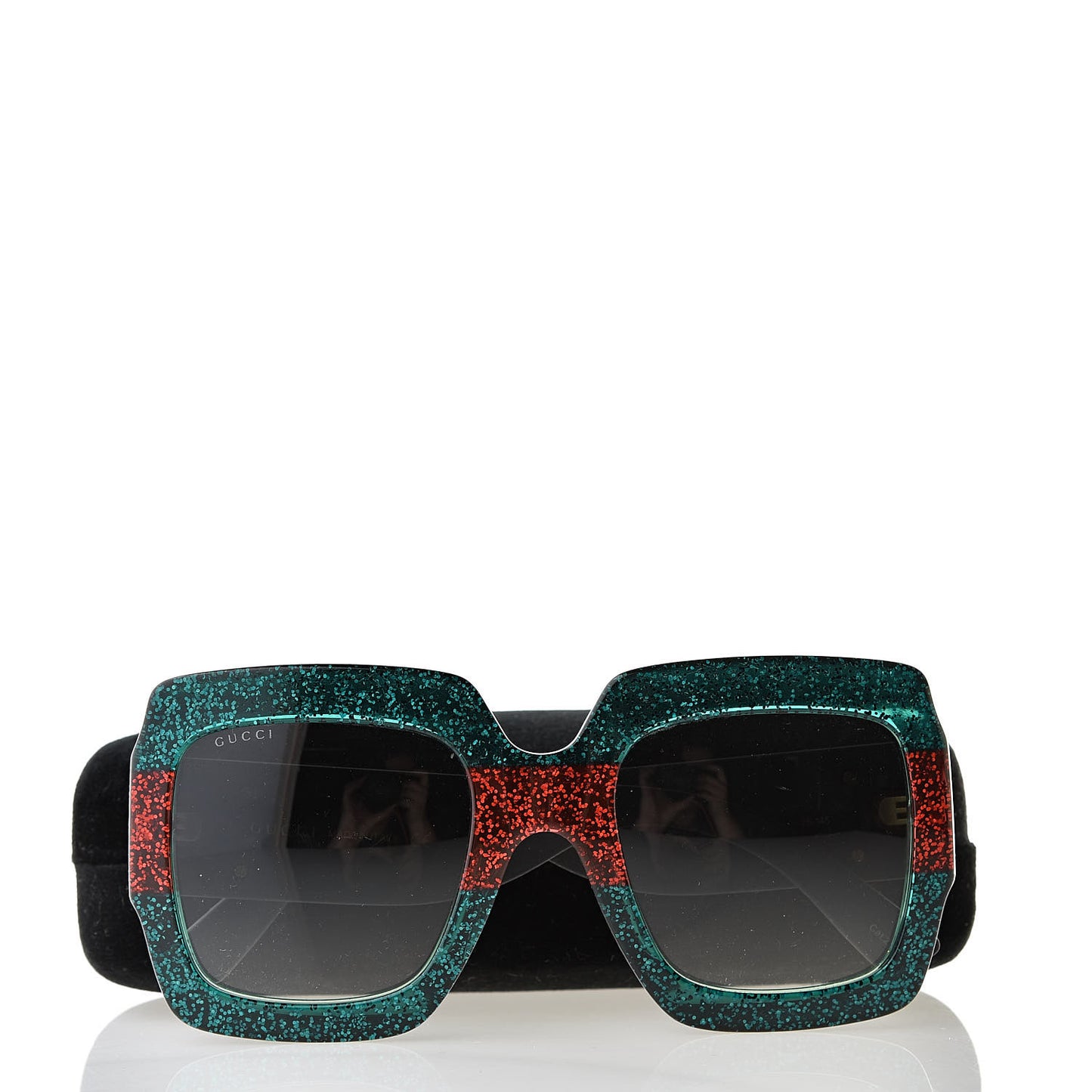 Square Frame GG0102S Sunglasses Glitter Red Black Green