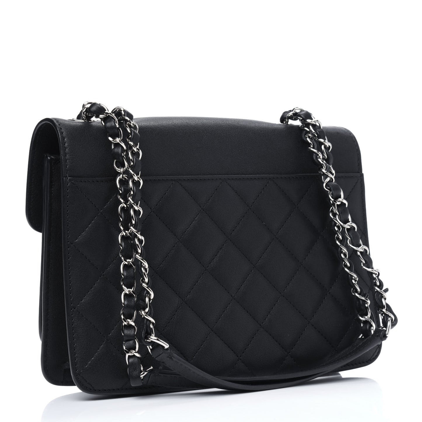 Goatskin Quilted Large CC Box Flap Black