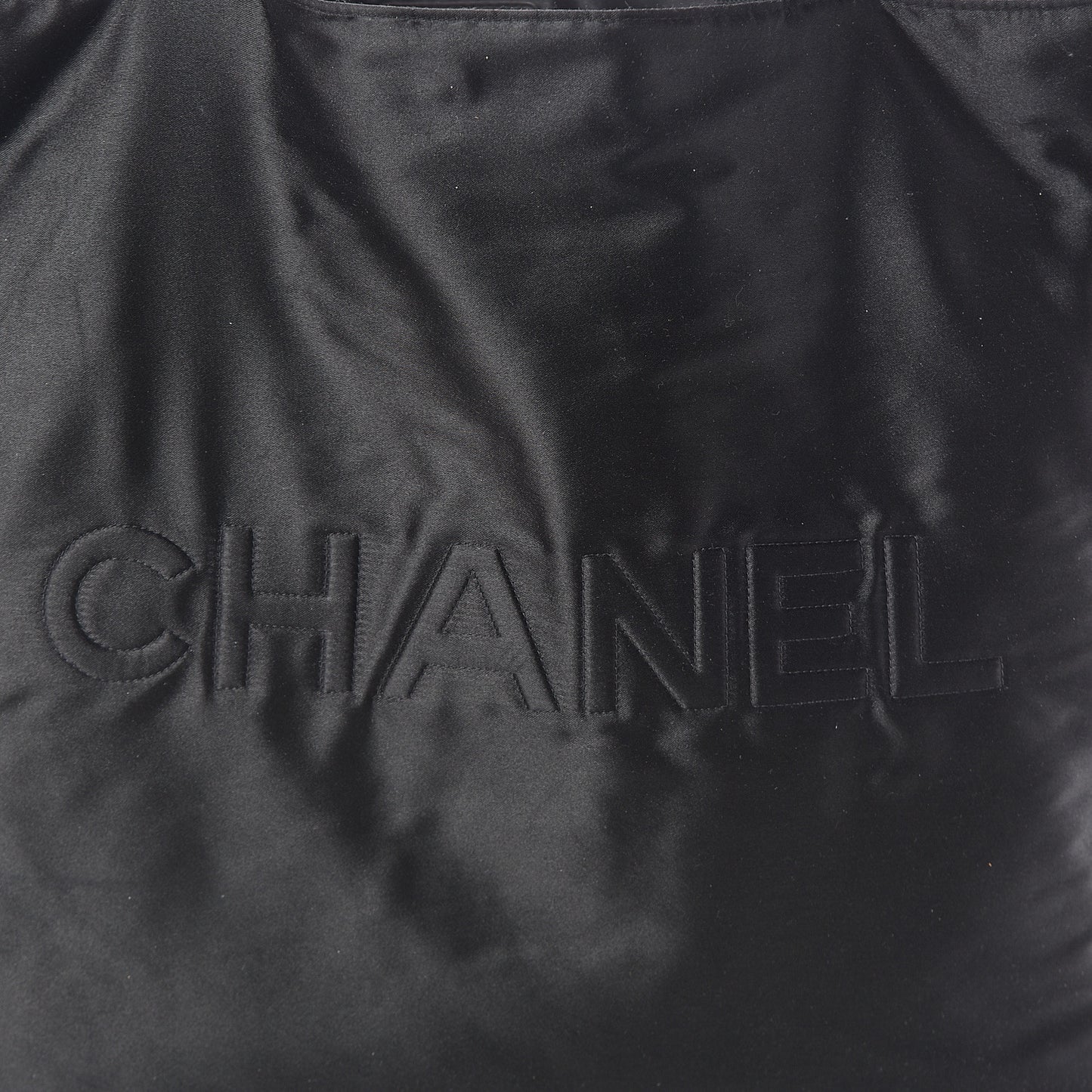 Satin Shopping Tote Black