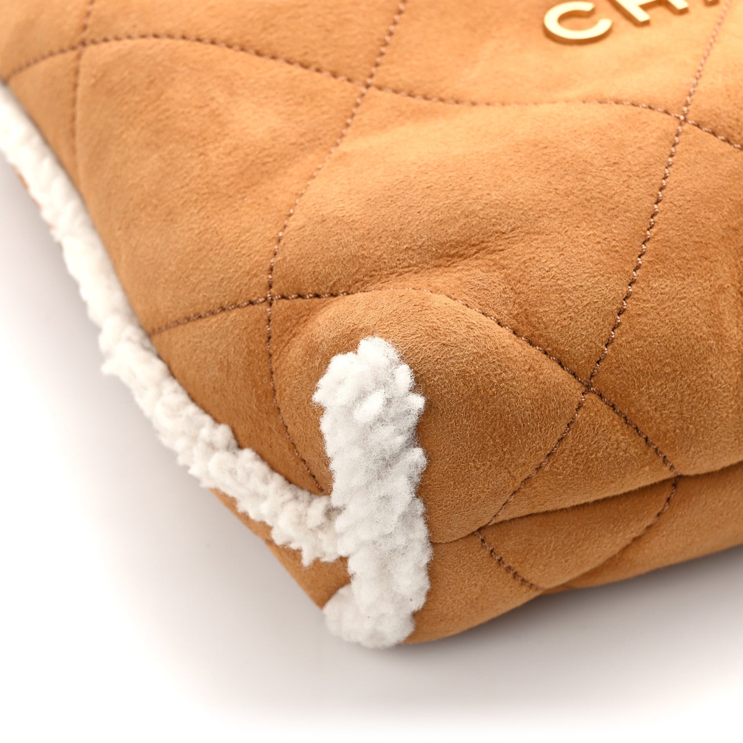 Chanel Suede Shearling Quilted Small Chanel 22 Brown White 10 of 14
