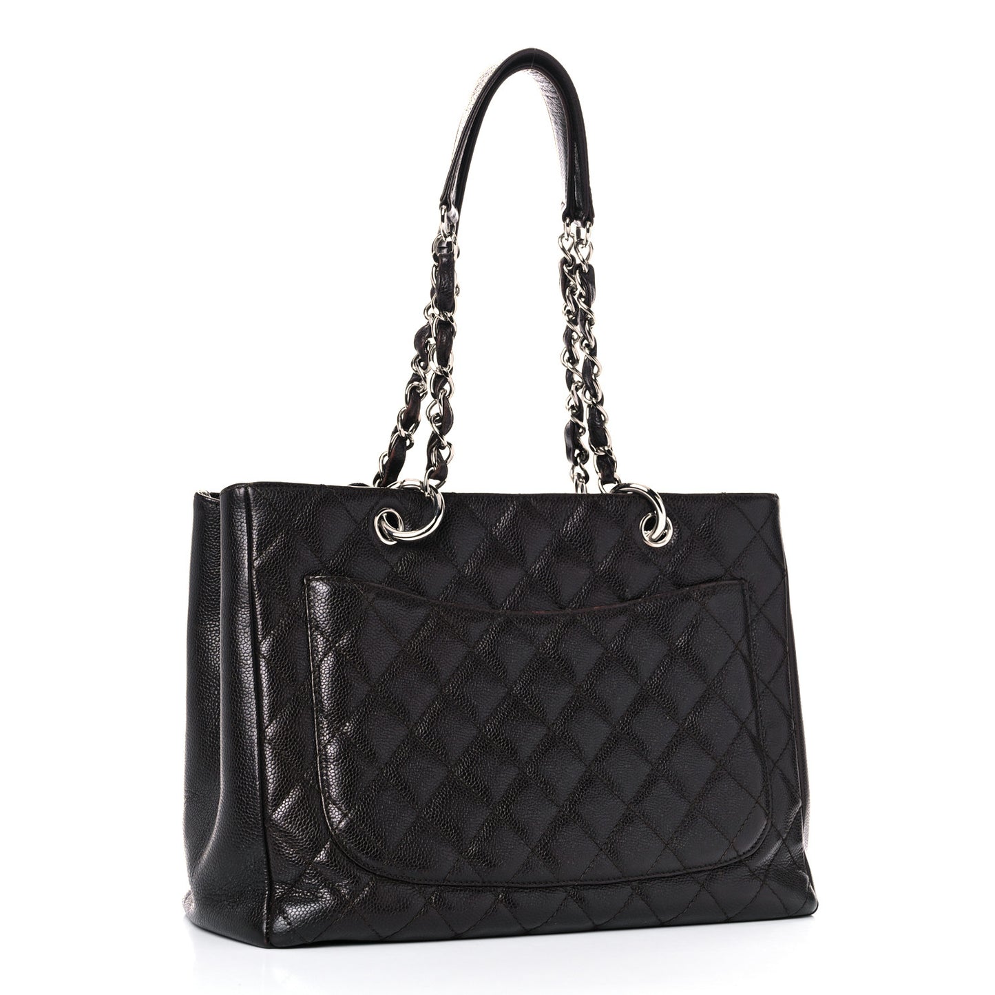 Caviar Quilted Grand Shopping Tote GST Dark Brown
