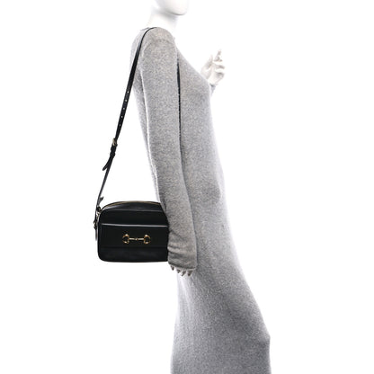 Gucci Textured Calfskin Small Horsebit 1955 Shoulder Bag Black 3 of 10