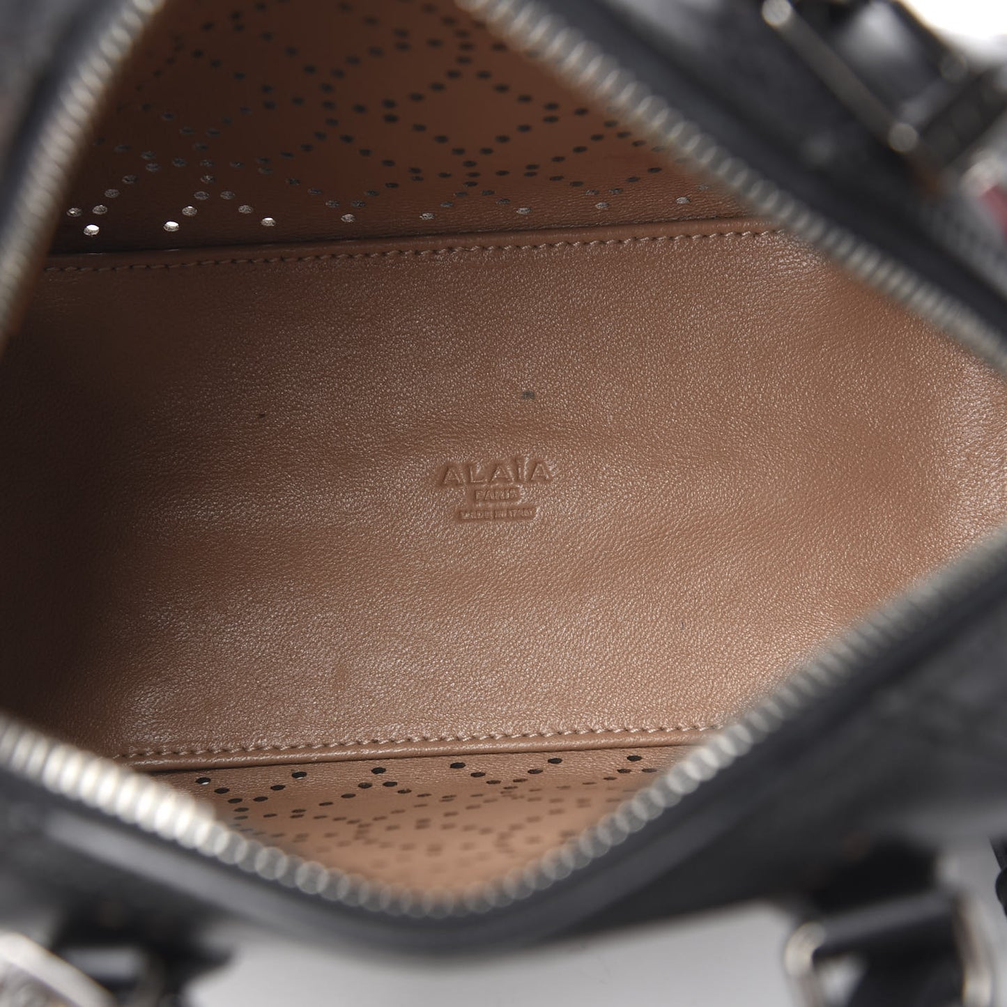 Calfskin Lux Laser Cut Arabesque Dome Bag Black