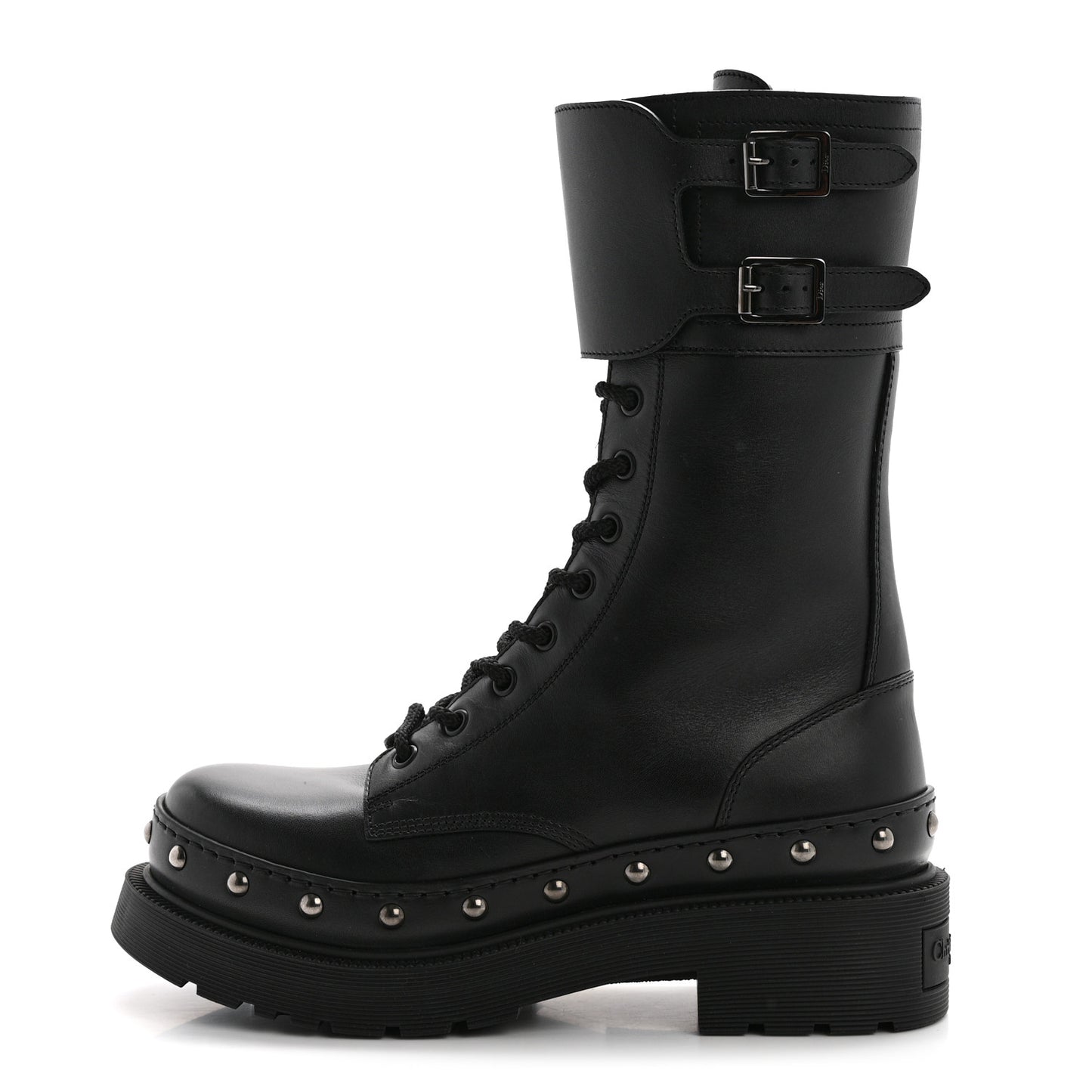 Calfskin Diorquake 25mm Combat Boots 38 Black