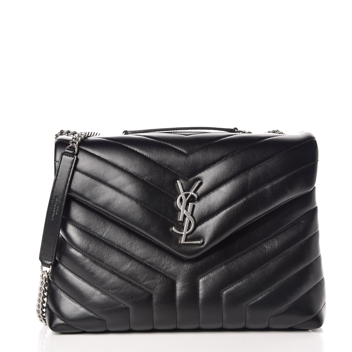 Saint Laurent Calfskin Y Quilted Monogram Medium Loulou Chain Satchel Black 3 of 12
