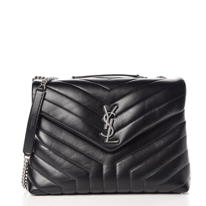Saint Laurent Calfskin Y Quilted Monogram Medium Loulou Chain Satchel Black 3 of 12