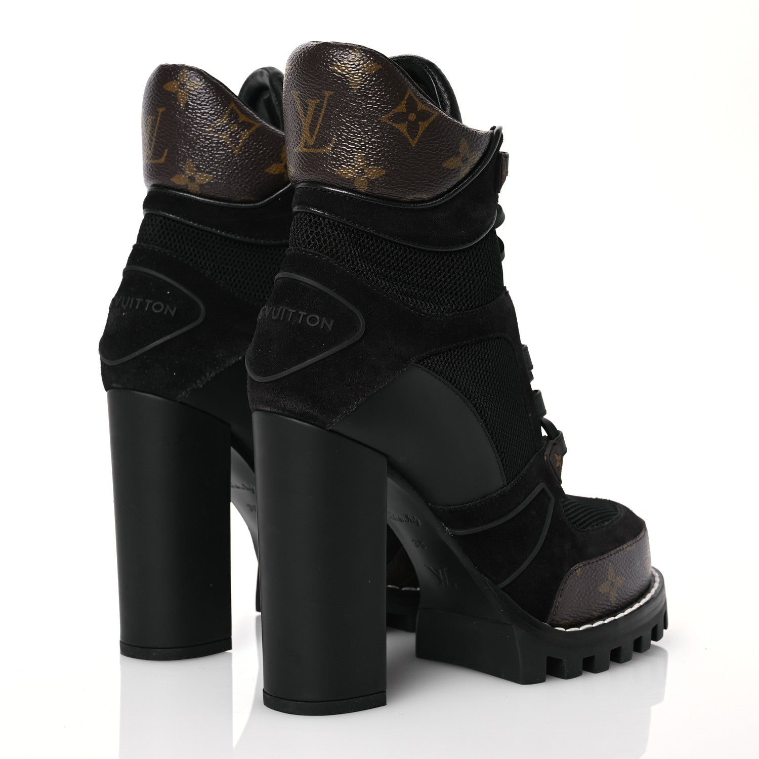 Louis Vuitton Suede Calfskin Monogram Star Trail Ankle Boots 38 Black 4 of 11
