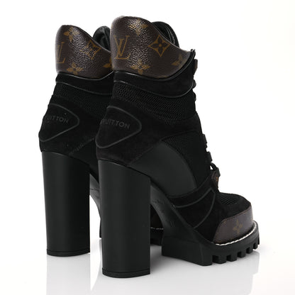 Louis Vuitton Suede Calfskin Monogram Star Trail Ankle Boots 38 Black 4 of 11