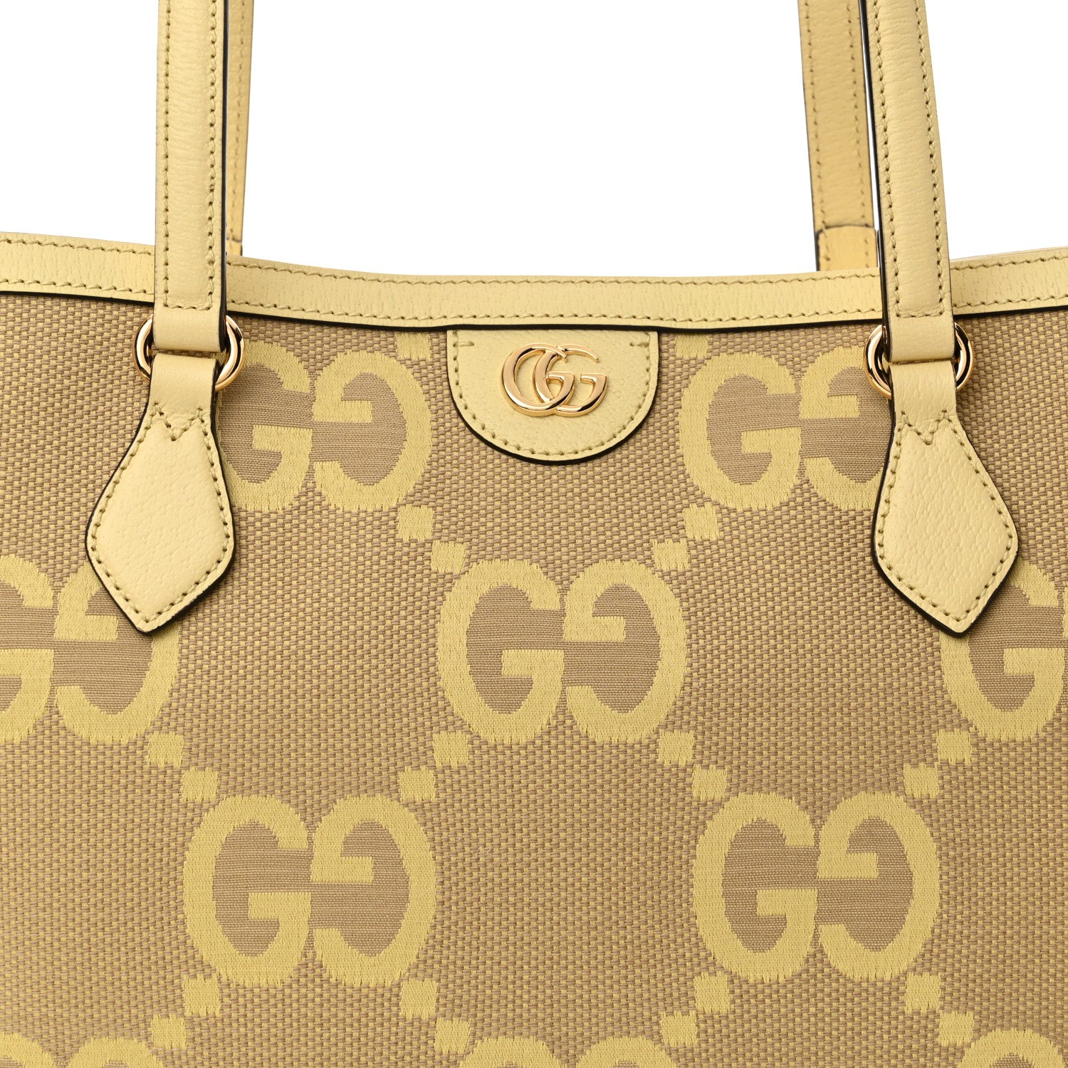 Gucci Monogram Jumbo GG Textured Dollar Calfskin Medium Ophidia Shopping Tote Yellow 8 of 10